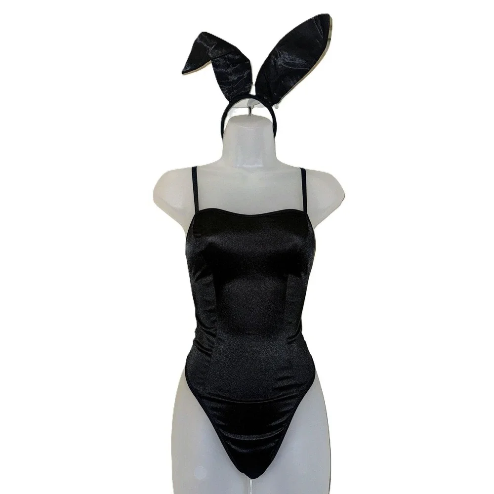 New FULL SET Small Black Bunny Halloween Costume Fishnet Tights Ears Headband‎